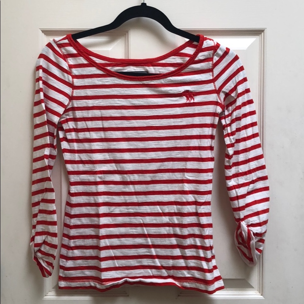 Abercrombie and Fitch red striped long sleeve